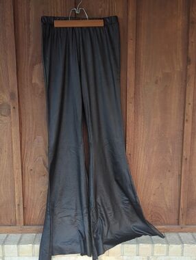Black Women's Faux Leather Flare Leggings